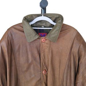 Vtg Verducci Womens Large Full Length Brown Leather Coat Collared Lined Jacket